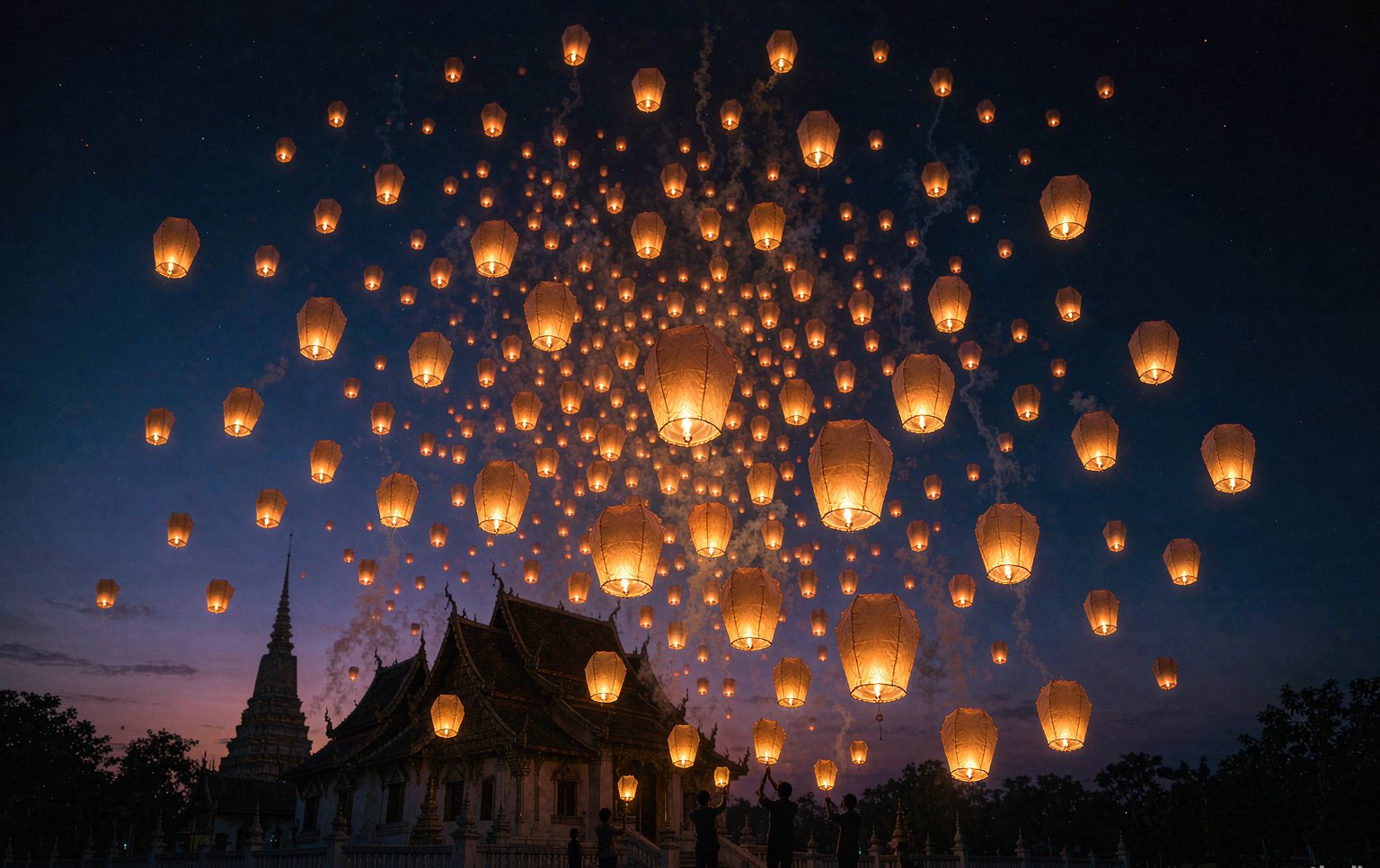 Temple silhouettes in northern Thailand